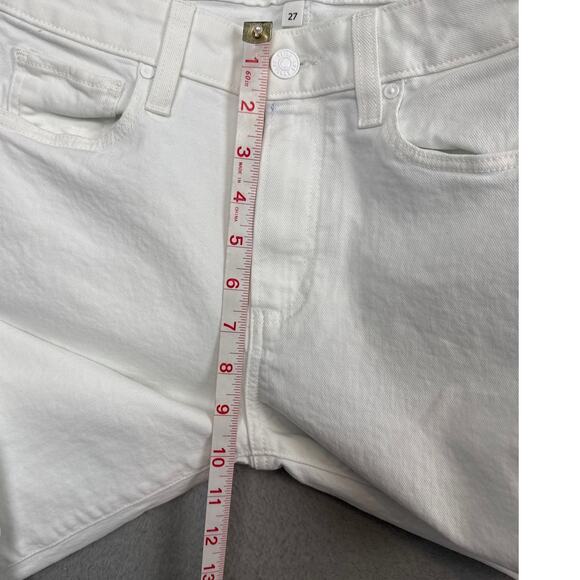 Paige Cindy Crop Denim Jeans Raw Hem Comfort Stretch Straight Fit  Mid Rise 27 - Picture 6 of 12